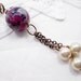 Pearl Lariat Necklace Handmade Beaded Jewelry Metallic Silver Pink Purple Women Boho Recycled Victorian Vintage Pearl