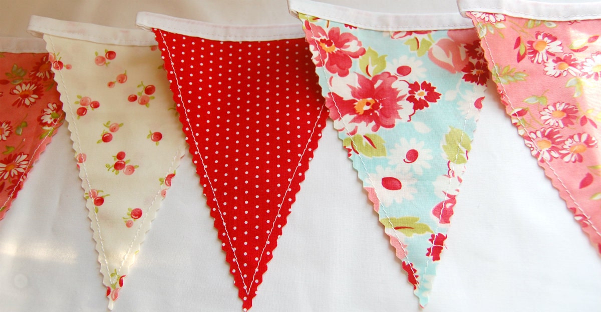 Ruby Bunting Banner - Fabric Banner - Fabric Bunting - Baby Bunting Banner - Flags Pennants