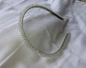 Wire Wrapped Beaded Headband - white crystal bridal