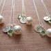 Bridesmaid gifts - Set of 4 Bridesmaid Necklace - White Pearl Birthstone Initial Disc Pendant Silver - Wedding Jewelry set
