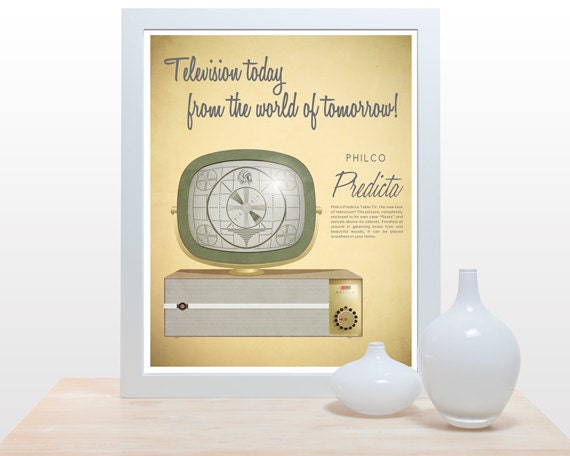 Television Philco Predicta - 11x14 art mid century modern decor wall poster office living room TV advertisement retro mad men 50's