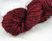 Recycled Sari Silk Yarn, Deep Maroon, Red