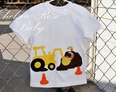 Boys Construction T Shirt, Toddler T shirt, Baby shirt, Tractor Birthday Shirt, Appliqued digger or front loader, Personalized, Boys shirt
