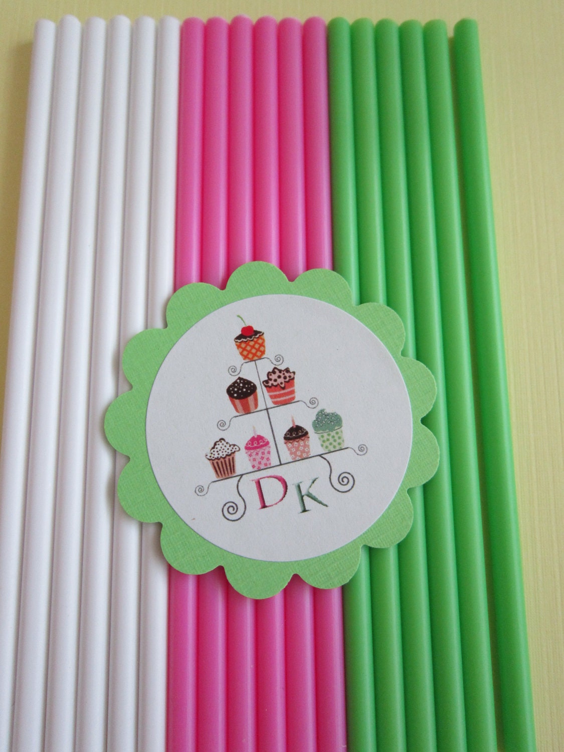 24 Lime Green, White & Pink Cake Pop, Marshmallow, Chocolate Sticks Il_170x135