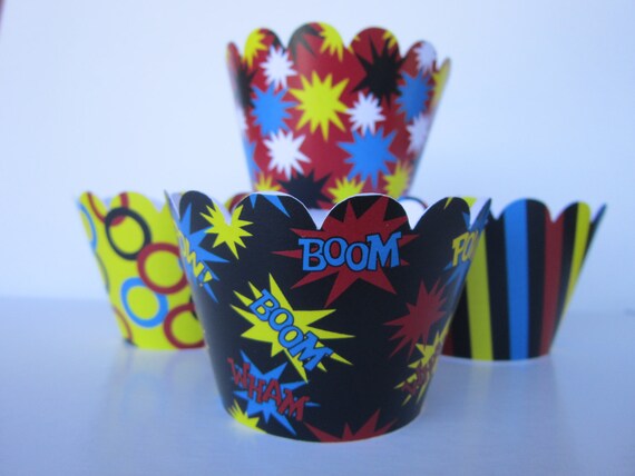 12 Super Hero 2 Cupcake Wrappers Il_570xn