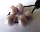 handmade lampwork glass beads, pink glitter set
