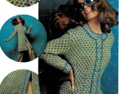 1960s Collarless Swiss Check Coat with Cord Trim - Knit pattern PDF 6948