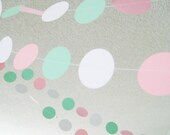 Mint Green, Pink and White 12 ft Circle Paper Garland- Wedding, Birthday, Bridal Shower, Baby Shower, Party Decorations