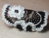 Felt Cuff White Brown Black Women Wool Fiber Art Bracelet Crochet Felt Fashion Modern Accessory