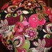 BOUFFANT Surgical Scrub Hat--Beret Style with Side Bow--Pink Paisley Floral Bouquet