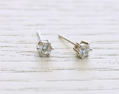 Delicate simple everyday white topaz studs earrings