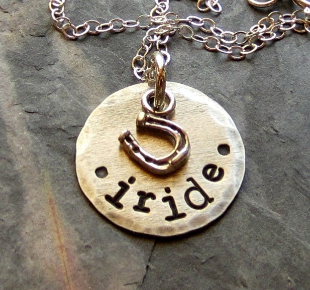 Handstamped Sterling Silver Horse Pendant-Horse Shoe Charm
