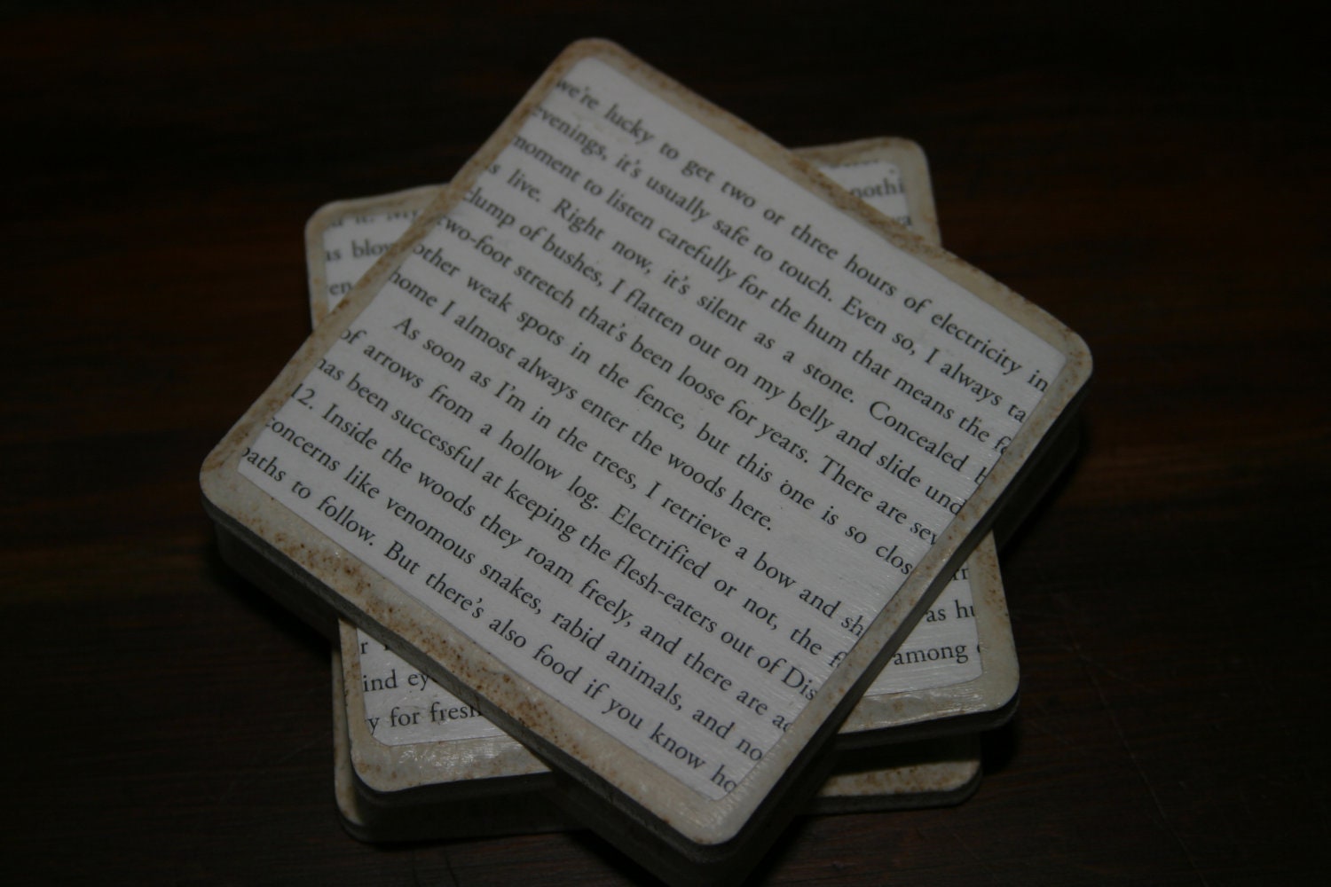Hunger Games Stone Tile Drink Coaster Book Page Upcycled
