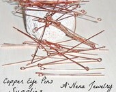 Eye Pins  100( plus 30 Free )  total 130 Count 2 inches long Genuine Copper Eye Pins to Make Earrings