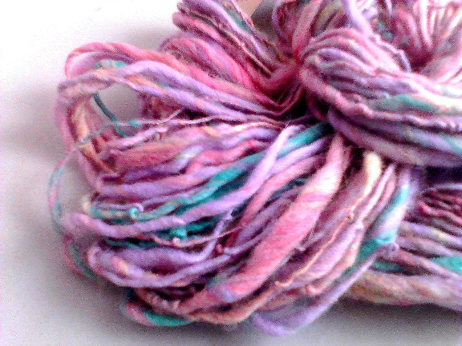 Handspun Yarn, My Lil Pony (118 yds) Superwash Wool Pastel Pink Purple Green Blue Pale Lighy Spring Summer Art Skein