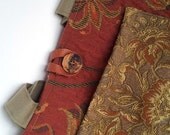 Upcycled Large Hand Bag/Knitting Bag Made of Red, Beige, and Green Upholstery Fabric