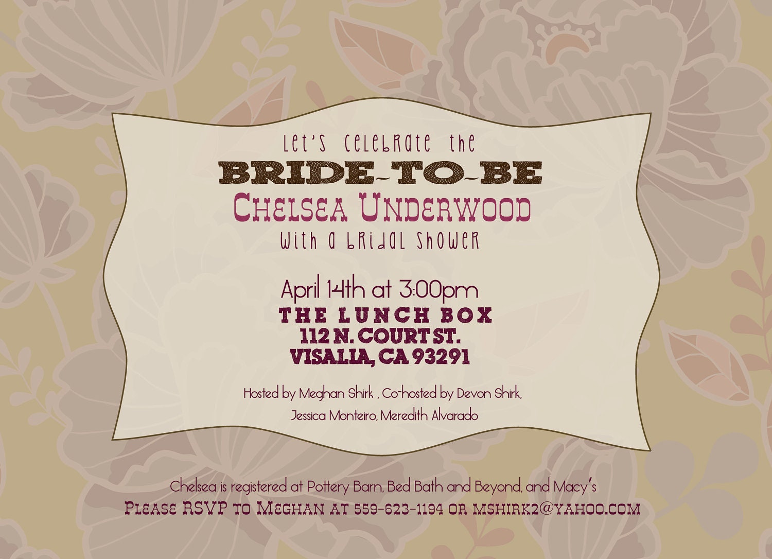 Bridal Shower Invitation: DIY-Printable. Customizable. Muted Florals & Variety of Fonts.