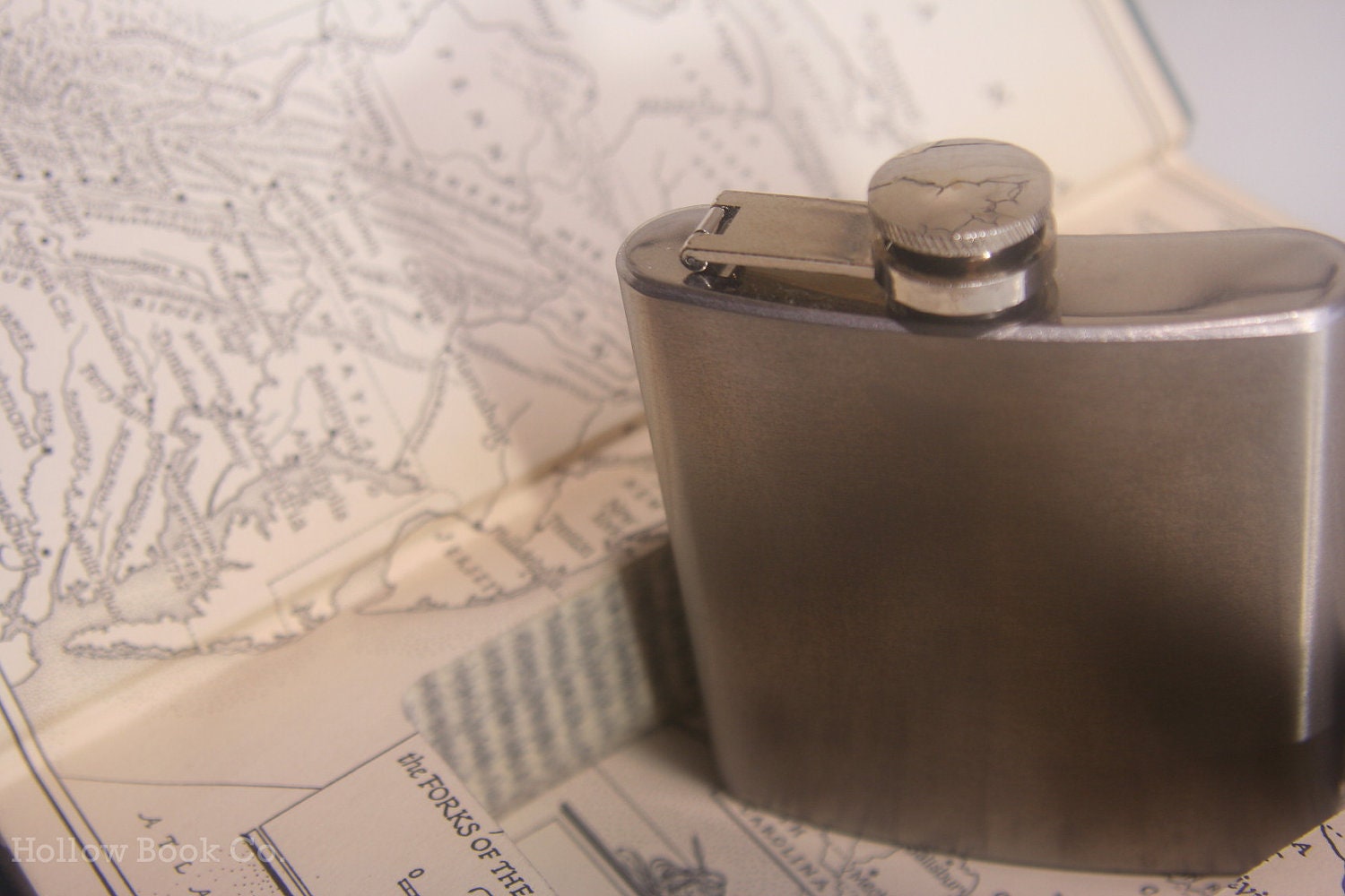 Hollow Book Safe & Whiskey Hip Flask - George Washington