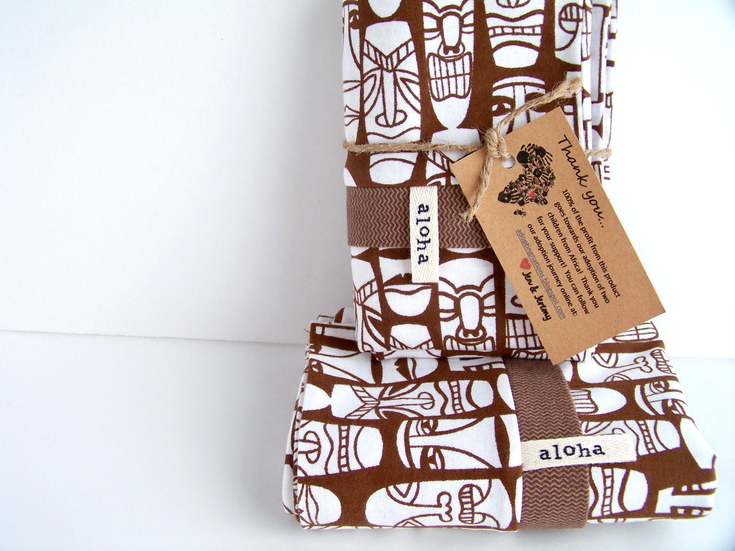 Flannel Pillowcase Set-Hawaiian Islands Tribal Aloha-Africa Adoption Fundraiser