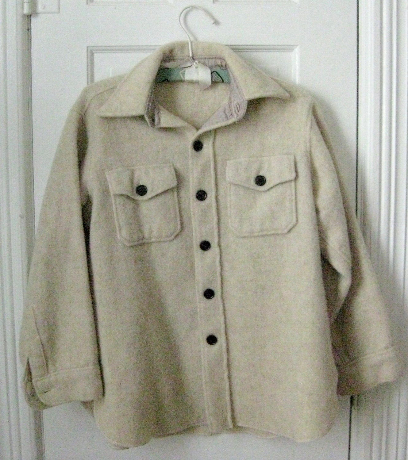 Cream Button-Down Wool Shirt