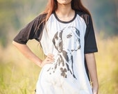ON SALE Dog t-shirtTee Shirt Baseball Tee Short Sleeve Shirt Women T-Shirt Unisex T-Shirt Size M