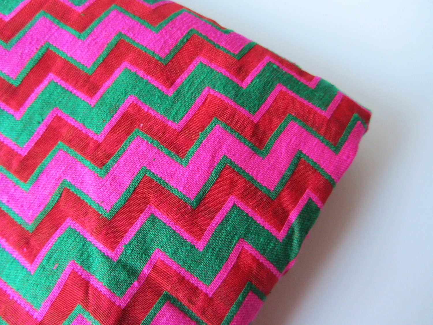 Velvet pink green red chevron, pink silk brocade, pink brocade. fabric nr 90 fat quarter