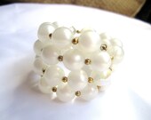 Memory Wire Pearl Bracelet 1950s Vintage Jewelry Wedding Gift