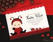 DIY PRINTABLE Invitation Card - Red Lady Bug Baby Shower Invitation - BS815CB1a1