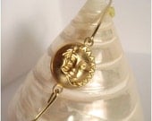 Gold sun and moon bangle - everyday jewelry - minimalist jewelry - bangle bracelet