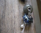 fantasy necklace silver plated chain Paris Eiffel Tower pendant pearl dangle European bead charms