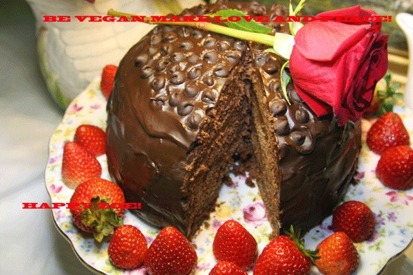 Vegan Double dark chocolate romantic waltz cake, Natural and Healthy ingredients,Love,Birthday,Wedding.