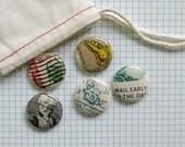 GRAB BAG - 5 magnets made from vintage US postage stamps - assorted designs - 1 inch size