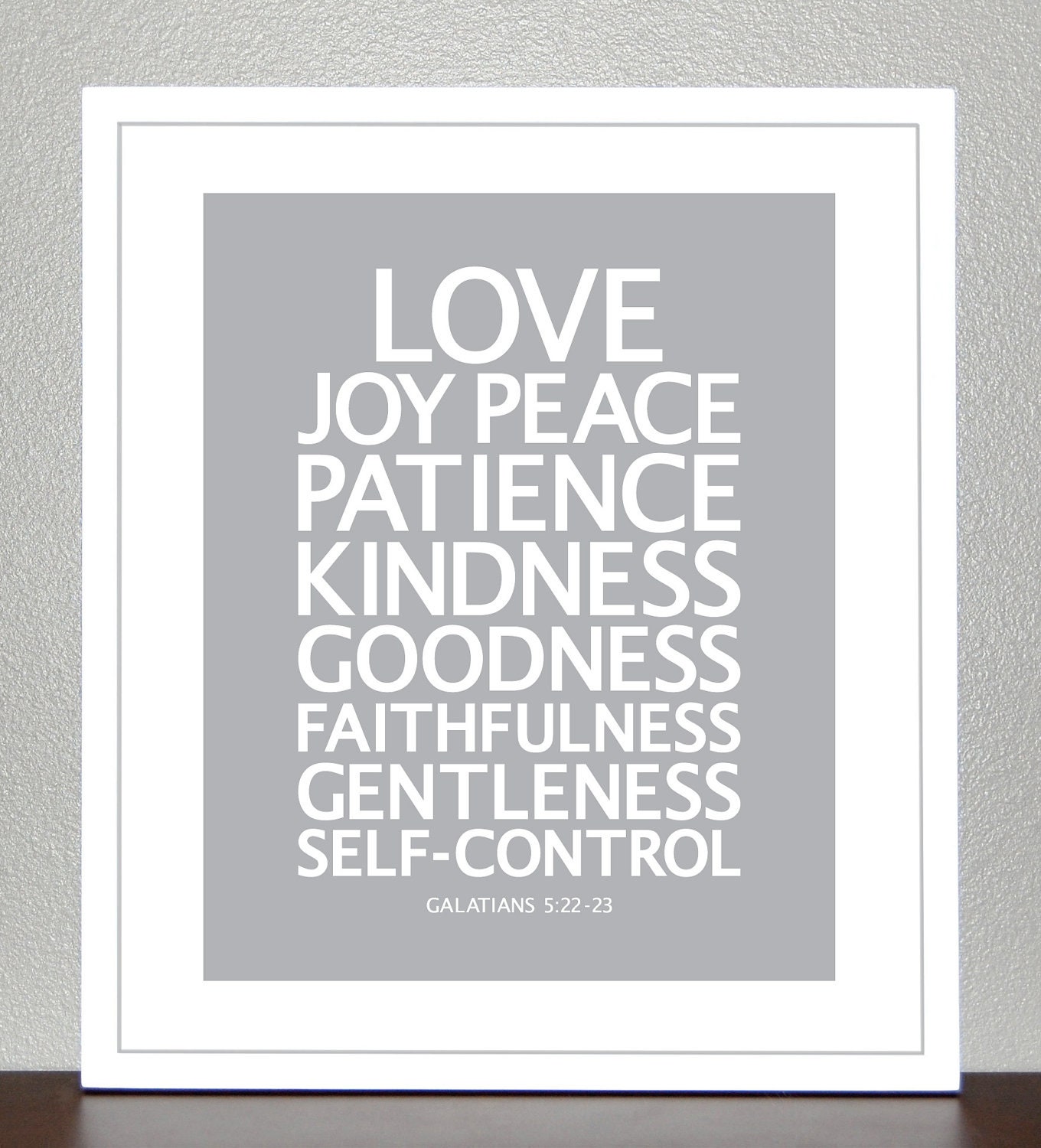 Nursery Decor - The Fruit of the Spirit - Love, Joy, Peace - (Gray) - Galatians 5:22-23 - CreativeWildChild