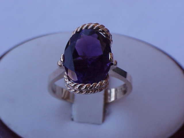 Antique Art Deco 10K YG Huge Natural Amethyst  Ring,1950s  Vintage
