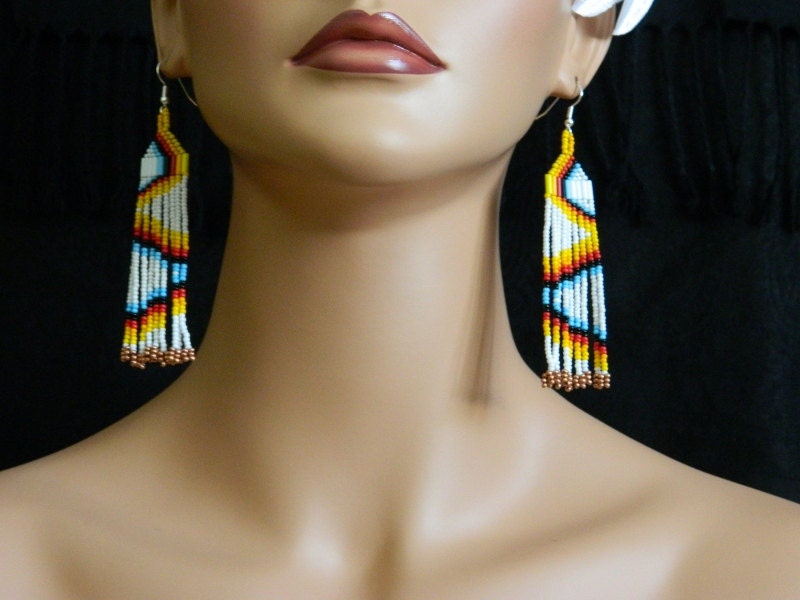 Native American "Fire Sticks" Beaded Earrings