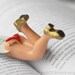 Personalized tattoo on sexy butt. surprise . Legs in the book in Golden shoes. Funny gift. monogrammed LOVE for boss. Valentine