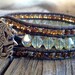 Leather wrap bracelet, Leather Cuff Bracelet, Beaded Cuff, Glam, Boho, Aqua Picasso