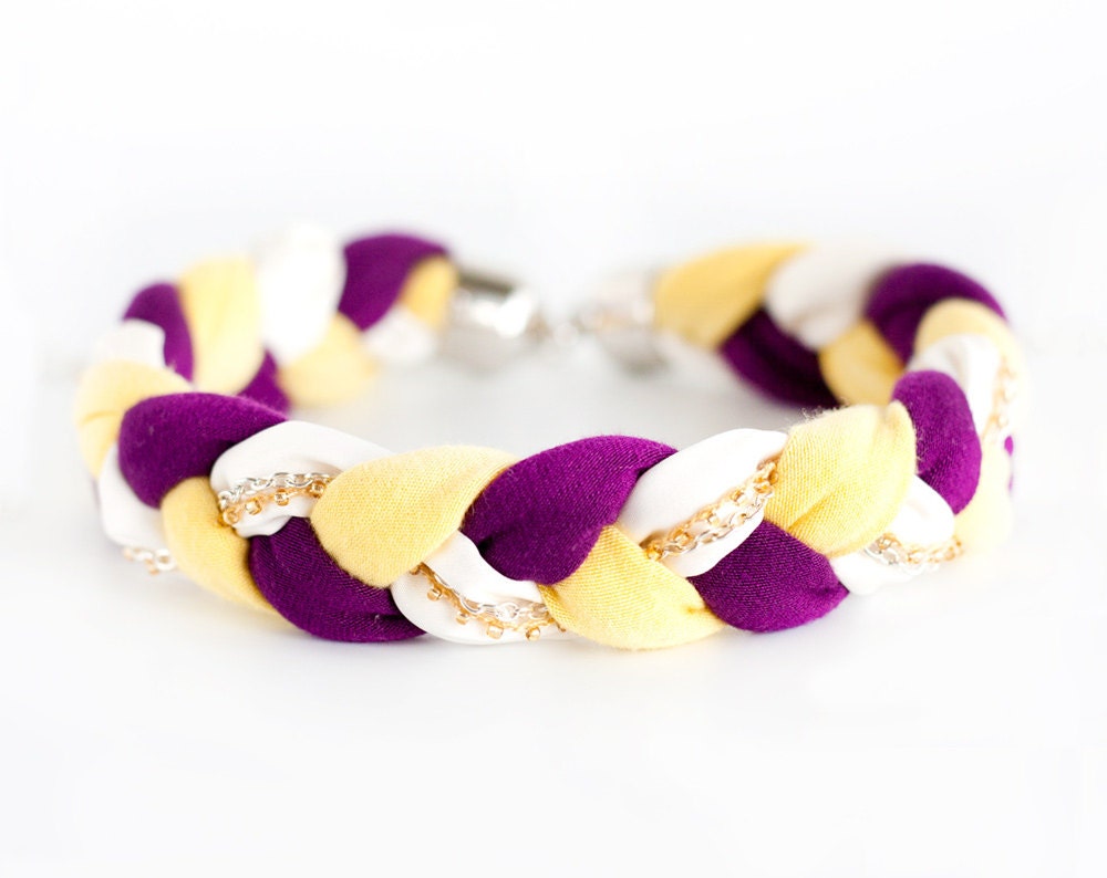 Purple, yellow and white Womens headbands, Women hair accessories, Boho, Hippiey headband. Fabric headband, necklace, bracelet. ohtteam