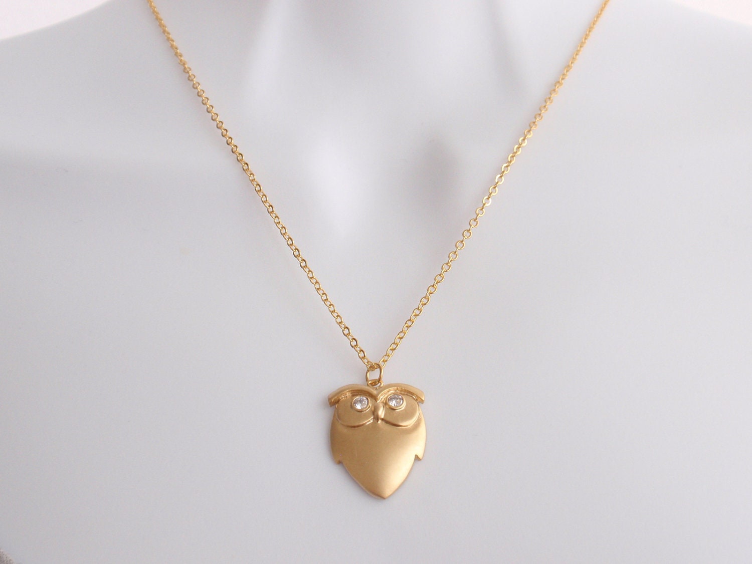 Owl Gold necklace-simple everyday jewelry- Girlfriend Gift Idea