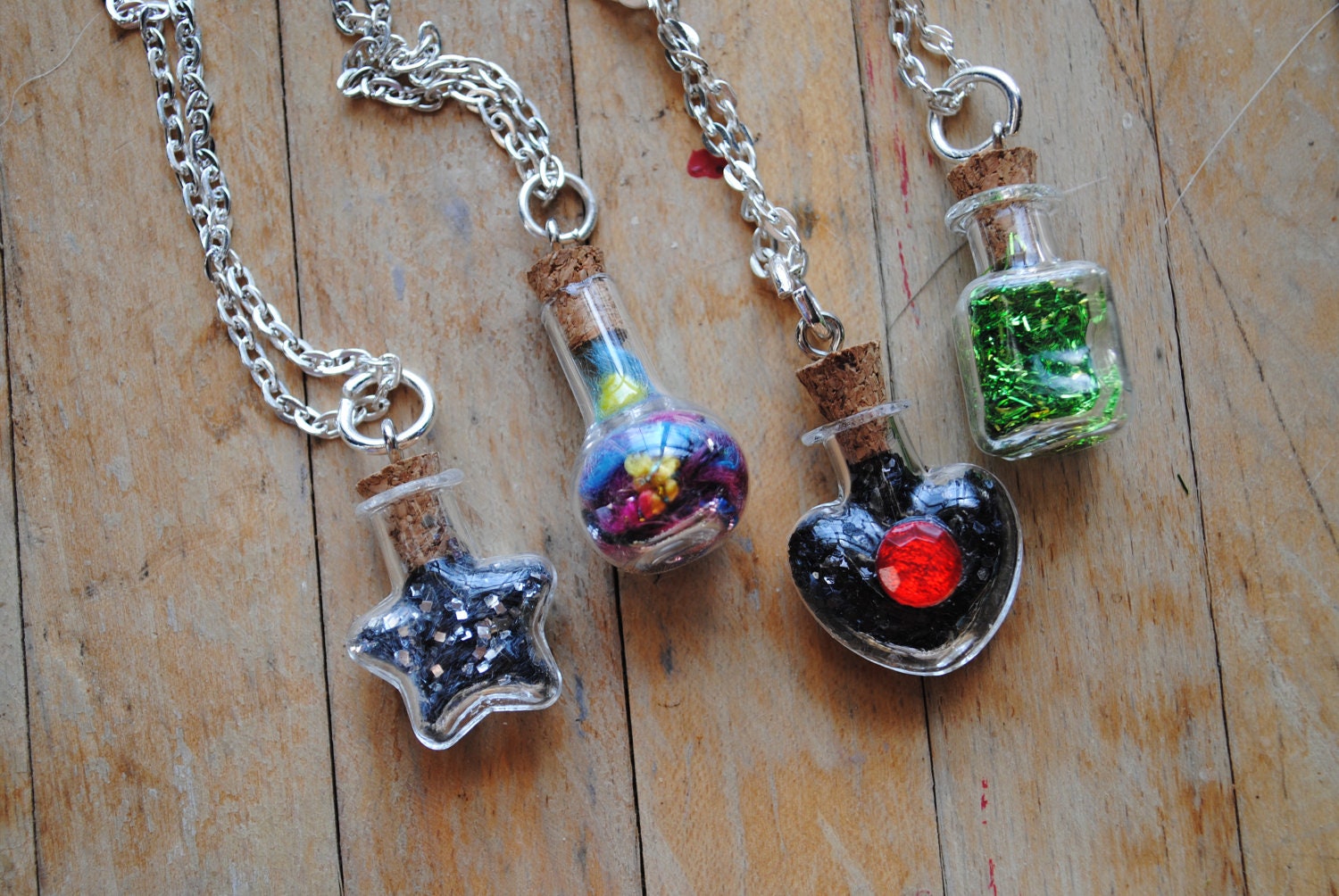 SALE Pick Your Poison Glass Corked Bottle Necklace