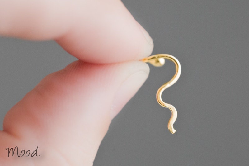 14K YELLOW GOLD: Unsteady Ground - Wave Cartilage Earring