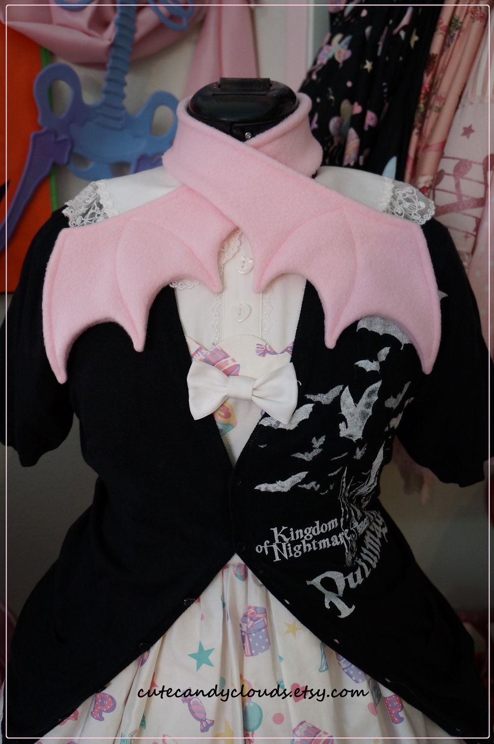 Pink bat wing scarf /muffler/ neckwarmer