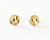 Real Tiger lily petals stud earrings -  yellow unique leopard dots print  - Lilium lancifolium