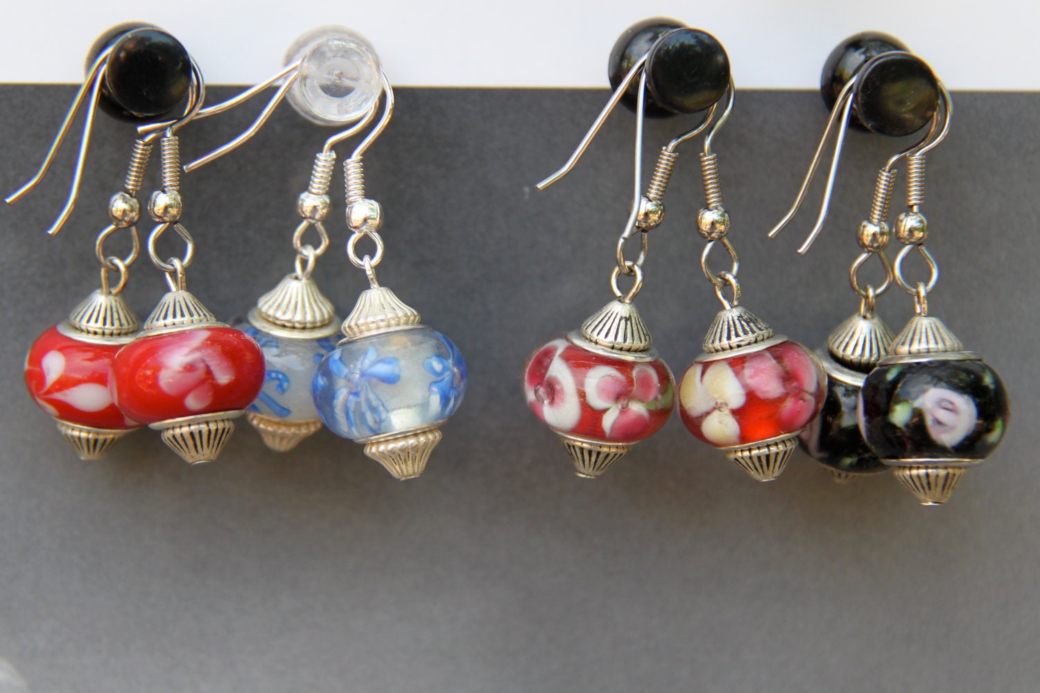 Tiny Lantern Lampwork Bead Earrings