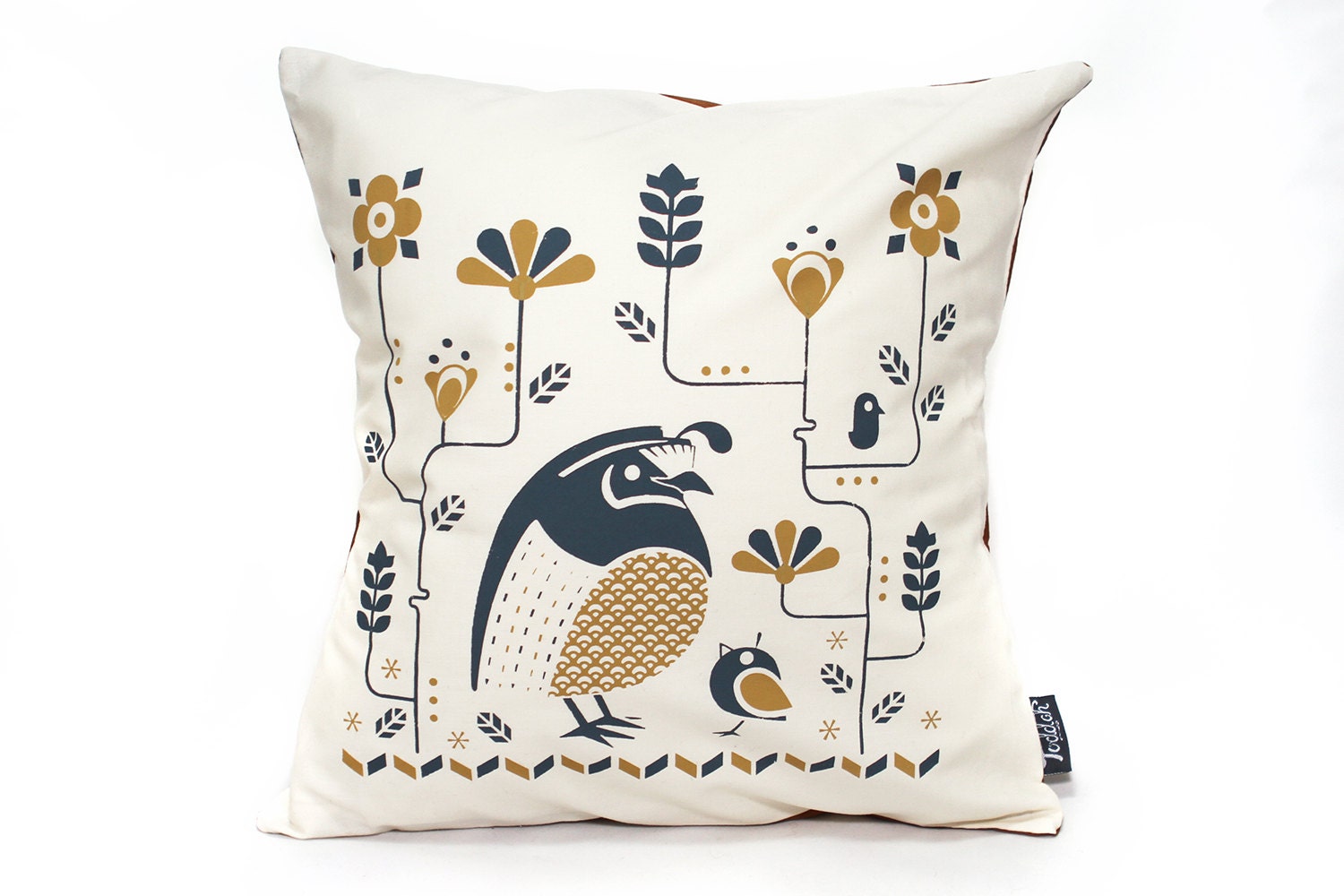 Woodland Quail Pillow - Organic Quail Decor 14X14