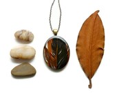 real feather resin necklace black Feather pendant sheen nature black and tan brown cream set in silver bird woodlands