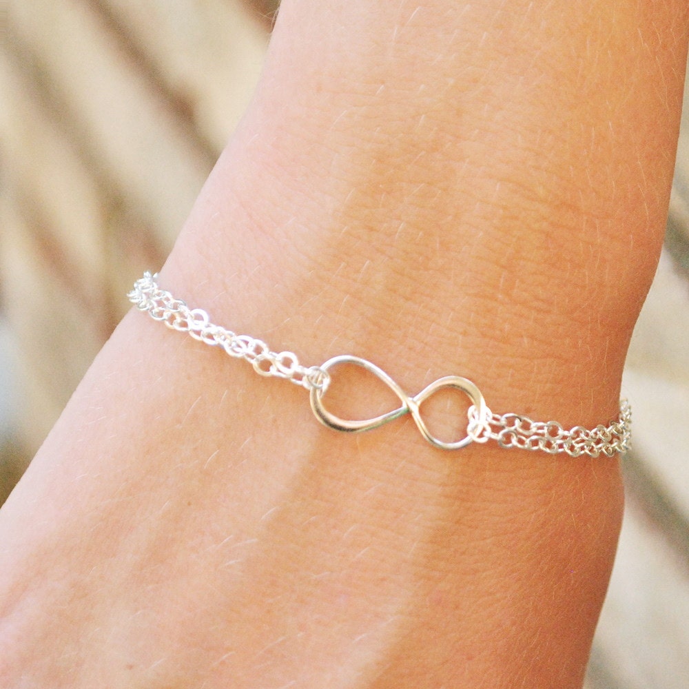 Silver Infinity Bracelet,  Bridesmaid Gift, Wedding Jewelry, Best Friend Eternity Friendship Bracelet, Sterling Silver Handmade Jewelry