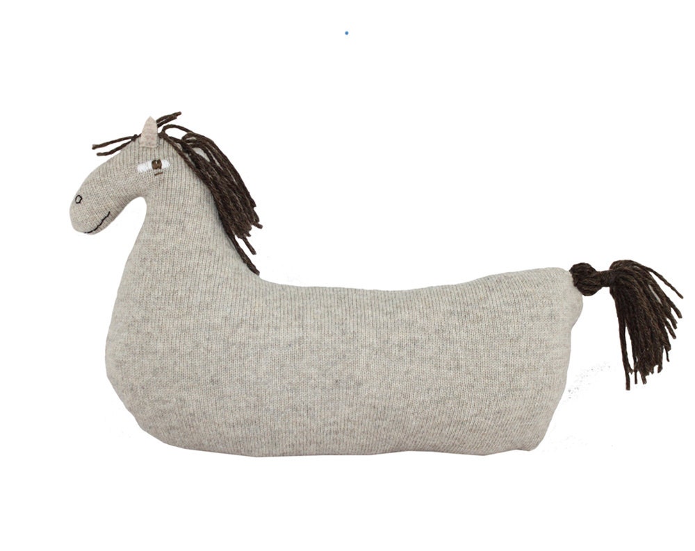 Little HORSE soft knitted toy - ecru, light brown