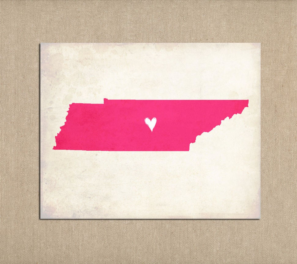 Personalized Map Tennessee Love State Art Print