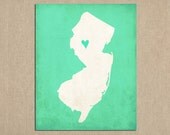New Jersey State Art Silhouette Map Personalized Print